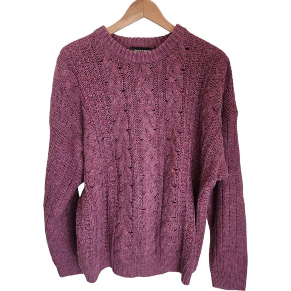 Vtg Britches Cable Knit Fisherman Sweater Pullover Crew‎ Neck XL Wool Ramie